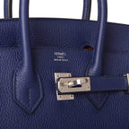 Hermes Bleu Encre Verso Togo Birkin 25cm Palladium Hardware