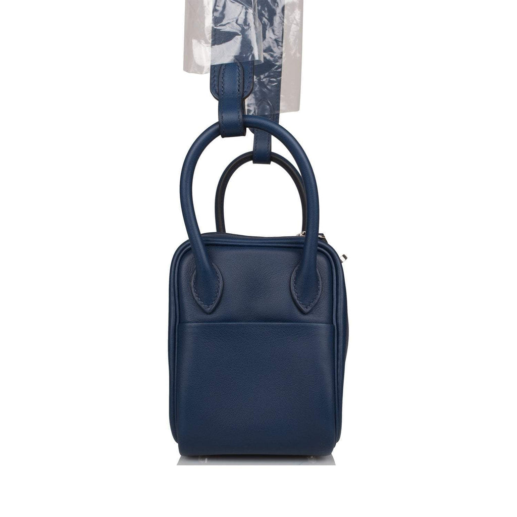 Hermes Bleu Navy Verso Swift Mini Lindy Palladium Hardware