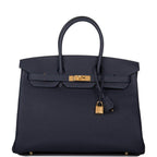 Hermes Bleu Nuit Togo Birkin 35cm Gold Hardware