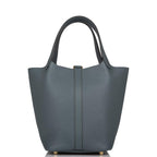Hermes Bleu Orage Clemence Picotin Lock 18cm Gold Hardware