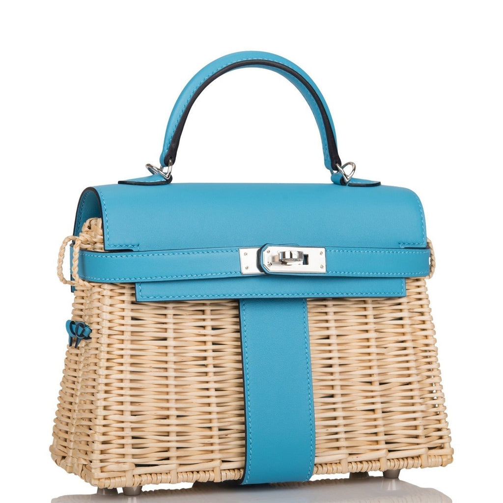 Hermes Bleu du Nord Swift Mini Picnic Kelly Bag 20cm Palladium Hardware