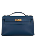 Hermes Deep Blue Swift Mini Kelly Pochette Gold Hardware