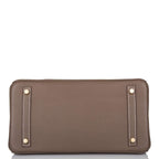 Hermes Etoupe Clemence Birkin 30cm Gold Hardware
