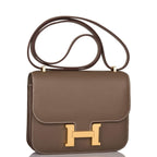 Hermes Etoupe Epsom Mini Constance 18cm Gold Hardware