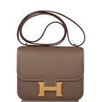 Hermes Etoupe Epsom Mini Constance 18cm Gold Hardware