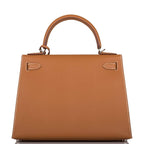 Hermes Gold Epsom Sellier Kelly 28cm Palladium Hardware