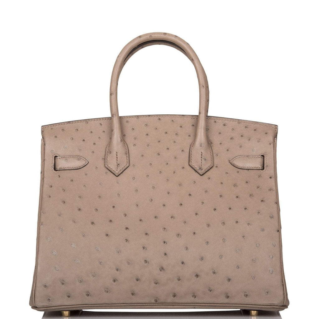 Hermes Gris Asphalte Ostrich Birkin 30cm Gold Hardware