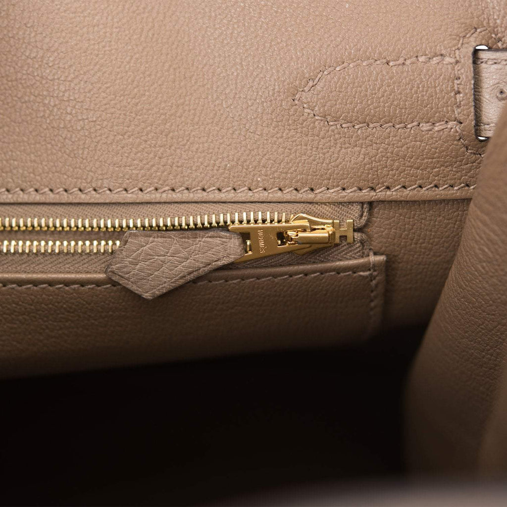 Hermes Gris Asphalte Ostrich Birkin 30cm Gold Hardware