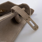 Hermes JPG Kelly Pochette Gris Pale Veau Doblis Suede Gold Hardware