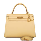 Hermes Jaune Poussin Epsom Sellier Kelly 28cm Gold Hardware