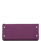 Hermes Kelly 25cm Brushed Gold Hardware Bi-Color Anemone and Craie Togo Retourne
