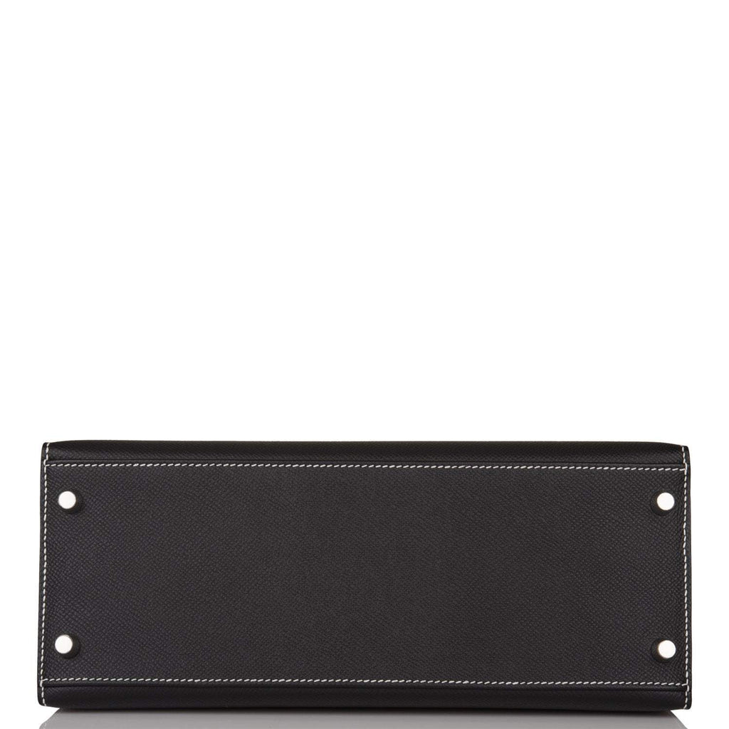 Hermes Kelly 28cm Bi-Color Black and Craie Epsom Sellier Brushed Palladium Hardware