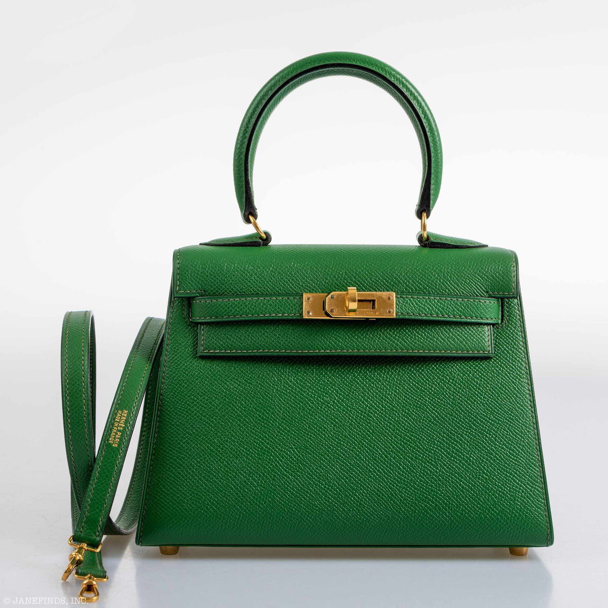 Hermes Kelly Mini 20 Sellier Vert Clair Epsom Gold Hardware