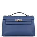 Hermes Kelly Pochette Blue Brighton Swift Palladium Hardware