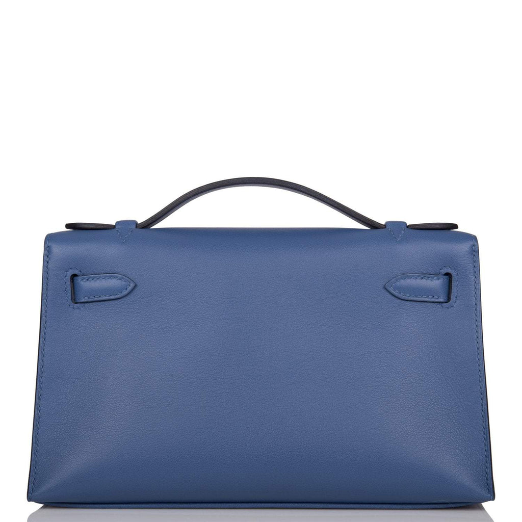 Hermes Kelly Pochette Blue Brighton Swift Palladium Hardware