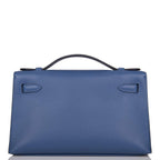 Hermes Kelly Pochette Blue Brighton Swift Palladium Hardware