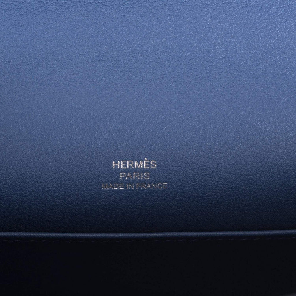 Hermes Kelly Pochette Blue Brighton Swift Palladium Hardware