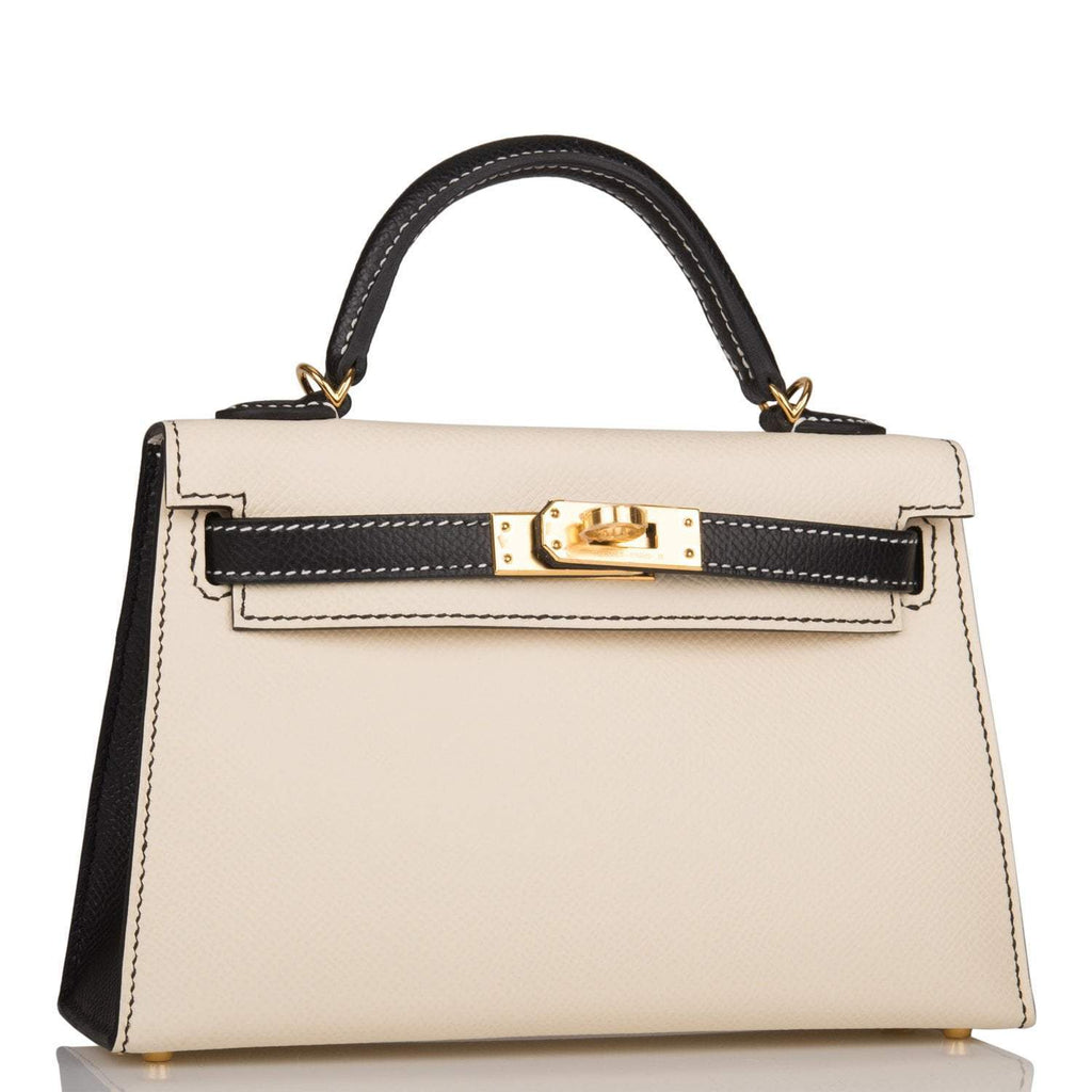Hermes Kelly Sellier 20 Nata and Black Epsom Gold Hardware