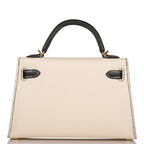 Hermes Kelly Sellier 20 Nata and Black Epsom Gold Hardware