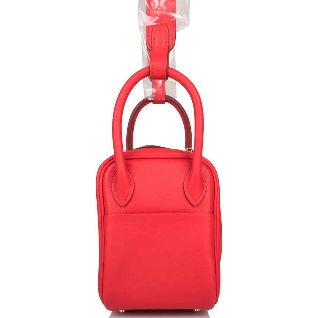 Hermes Rouge de Coeur Swift Mini Lindy Palladium Hardware