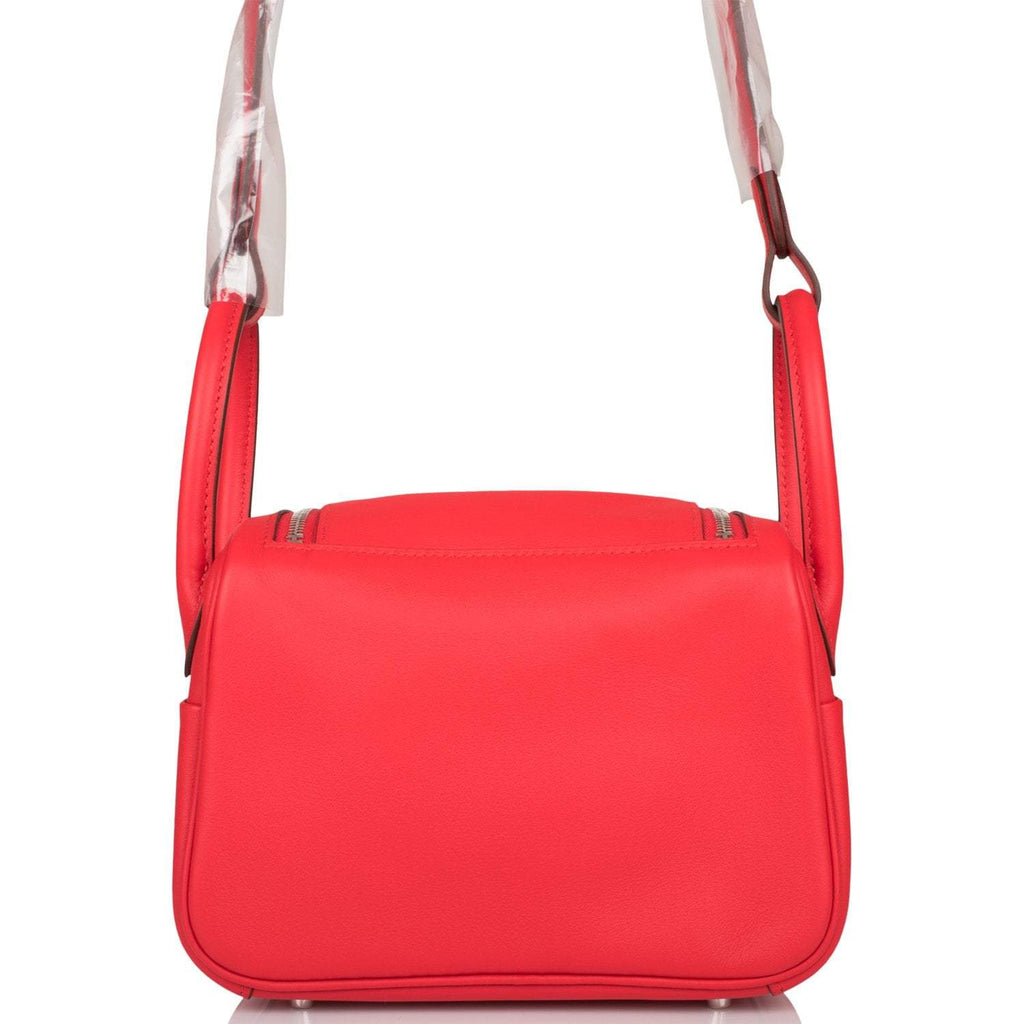 Hermes Rouge de Coeur Swift Mini Lindy Palladium Hardware