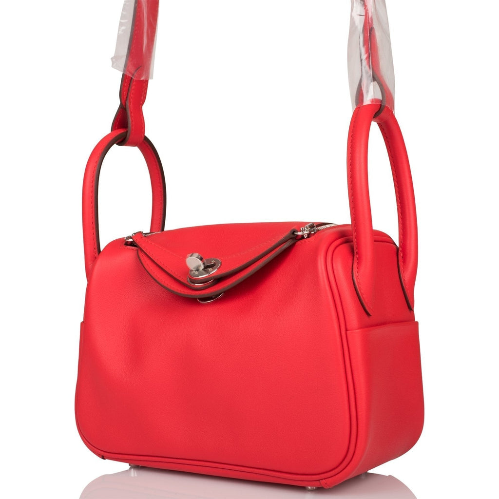Hermes Rouge de Coeur Swift Mini Lindy Palladium Hardware