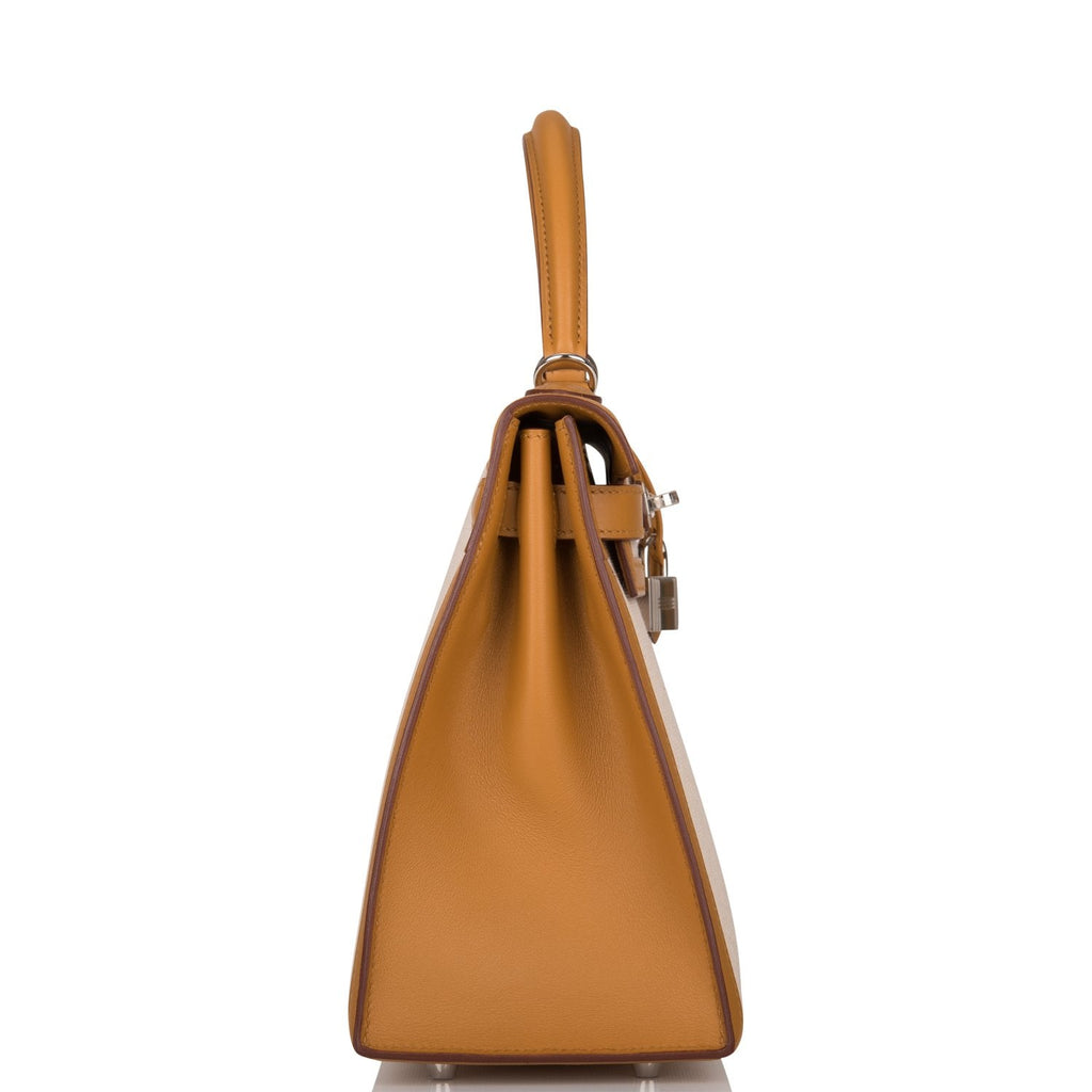 Hermes Sesame Toile and Swift Sellier Kelly 28cm Palladium Hardware