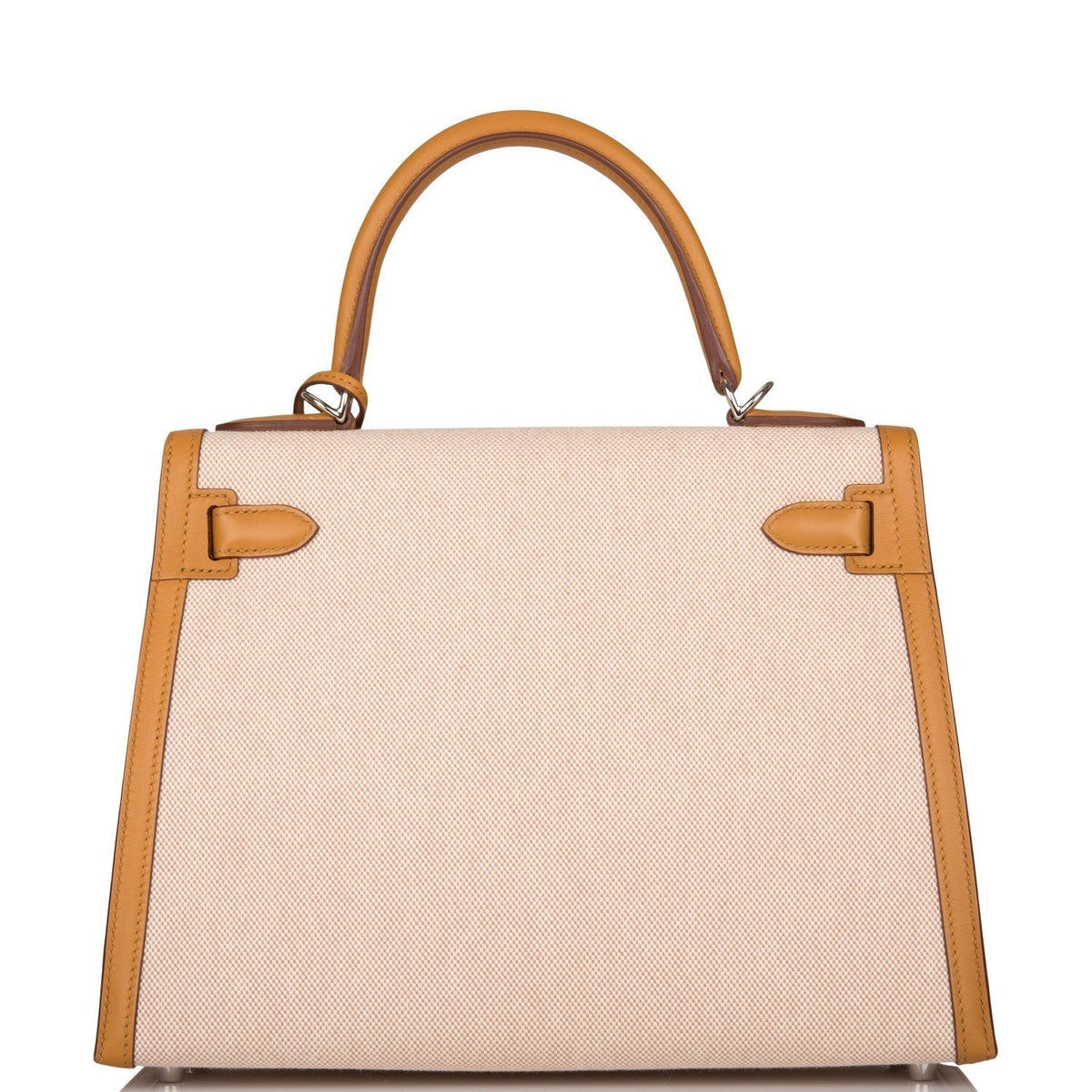 Hermes Sesame Toile and Swift Sellier Kelly 28cm Palladium Hardware