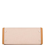 Hermes Sesame Toile and Swift Sellier Kelly 28cm Palladium Hardware