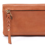 Tan Leather Zip-Around Clutch Wallet