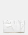 Pleated White Satin Clutch