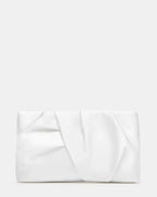 Pleated White Satin Clutch