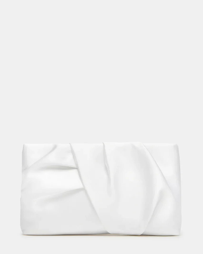 Pleated White Satin Clutch