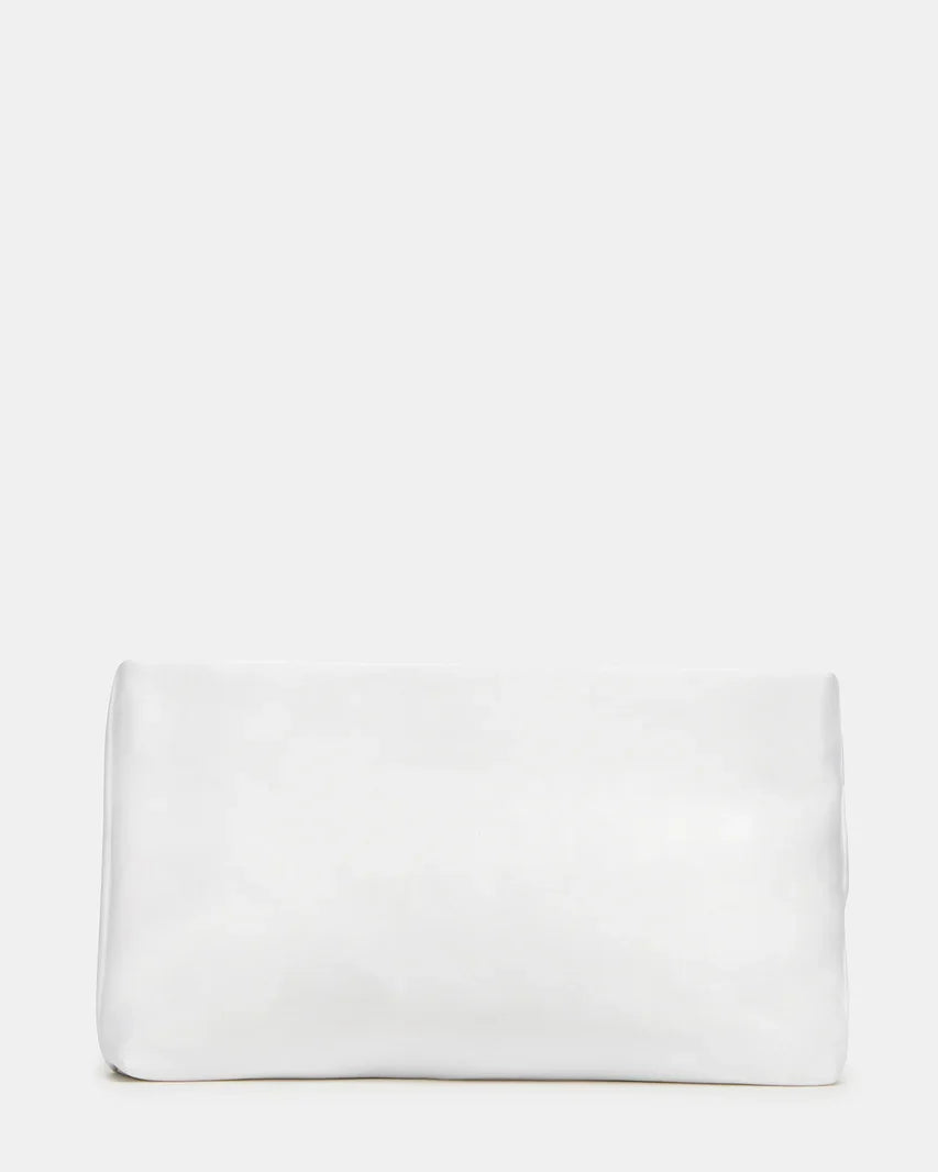 Pleated White Satin Clutch