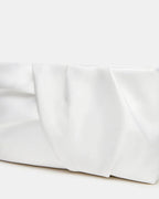 Pleated White Satin Clutch