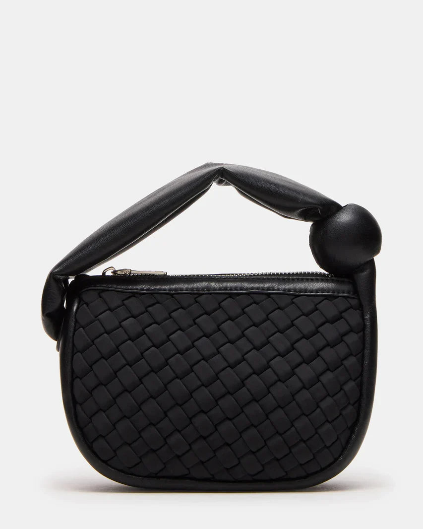 Woven Texture Black Handbag
