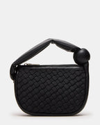 Woven Texture Black Handbag