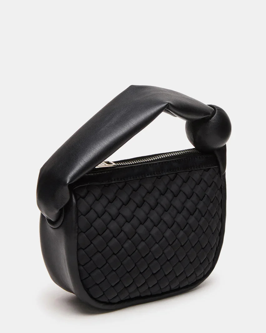 Woven Texture Black Handbag