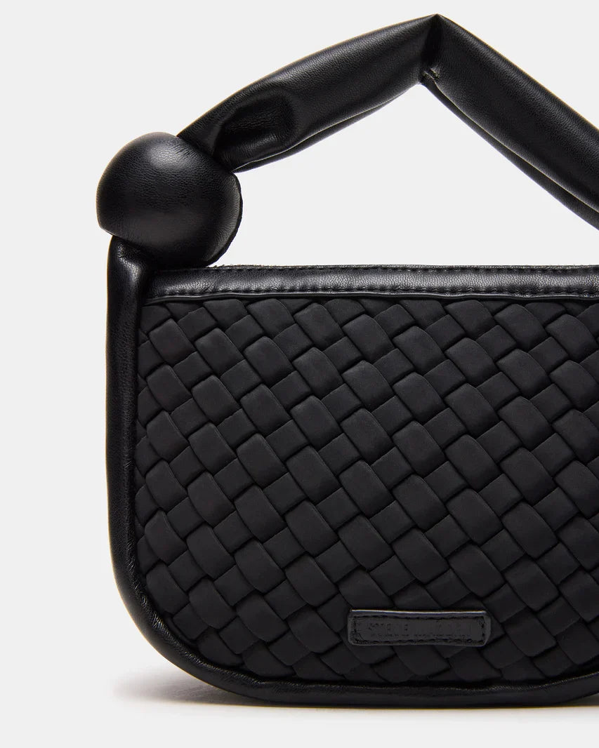 Woven Texture Black Handbag