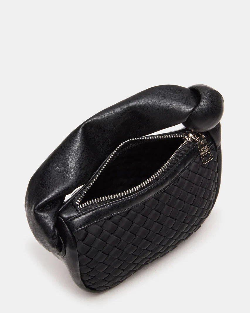 Woven Texture Black Handbag
