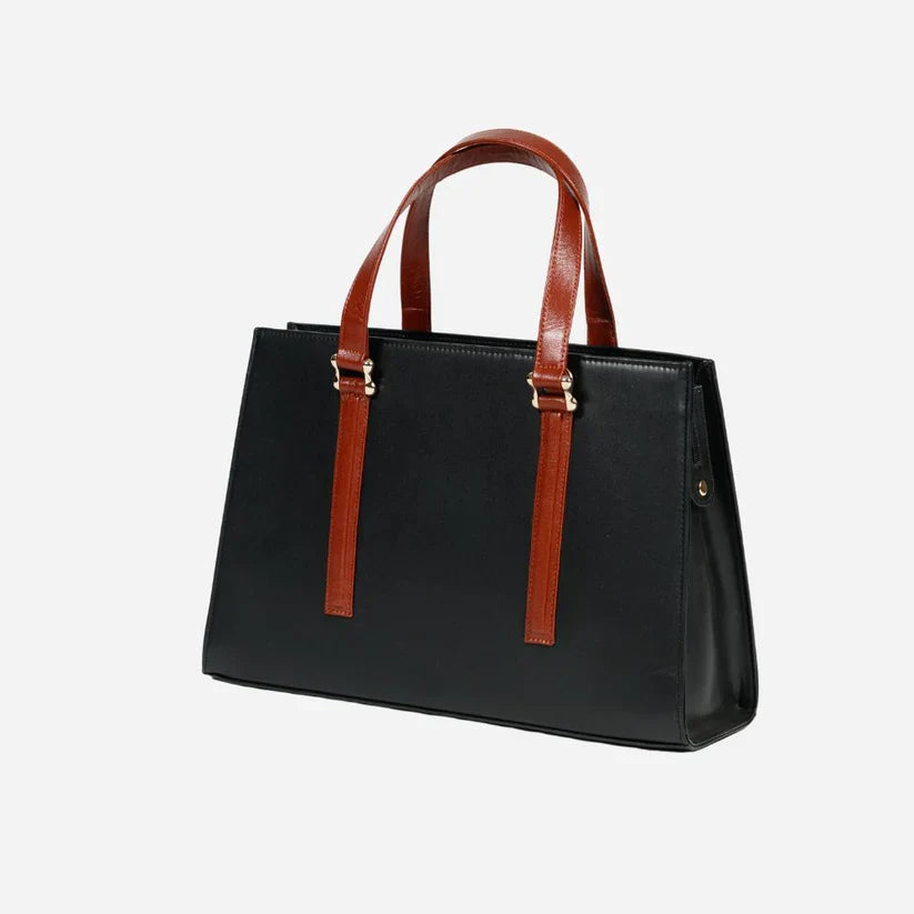 Dual-Tone Structured Office Tote Bag
