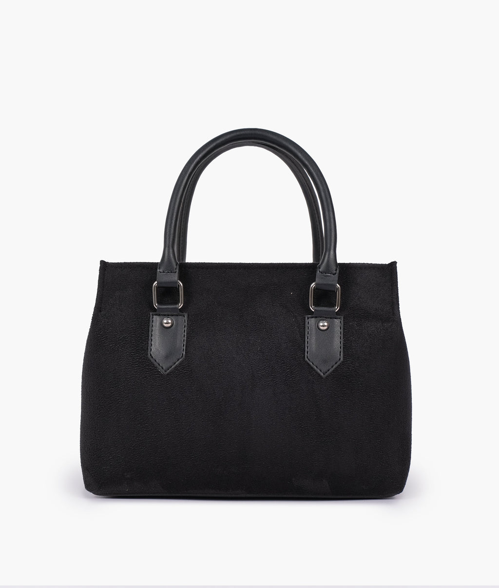Black suede small satchel bag