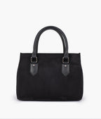Black suede small satchel bag
