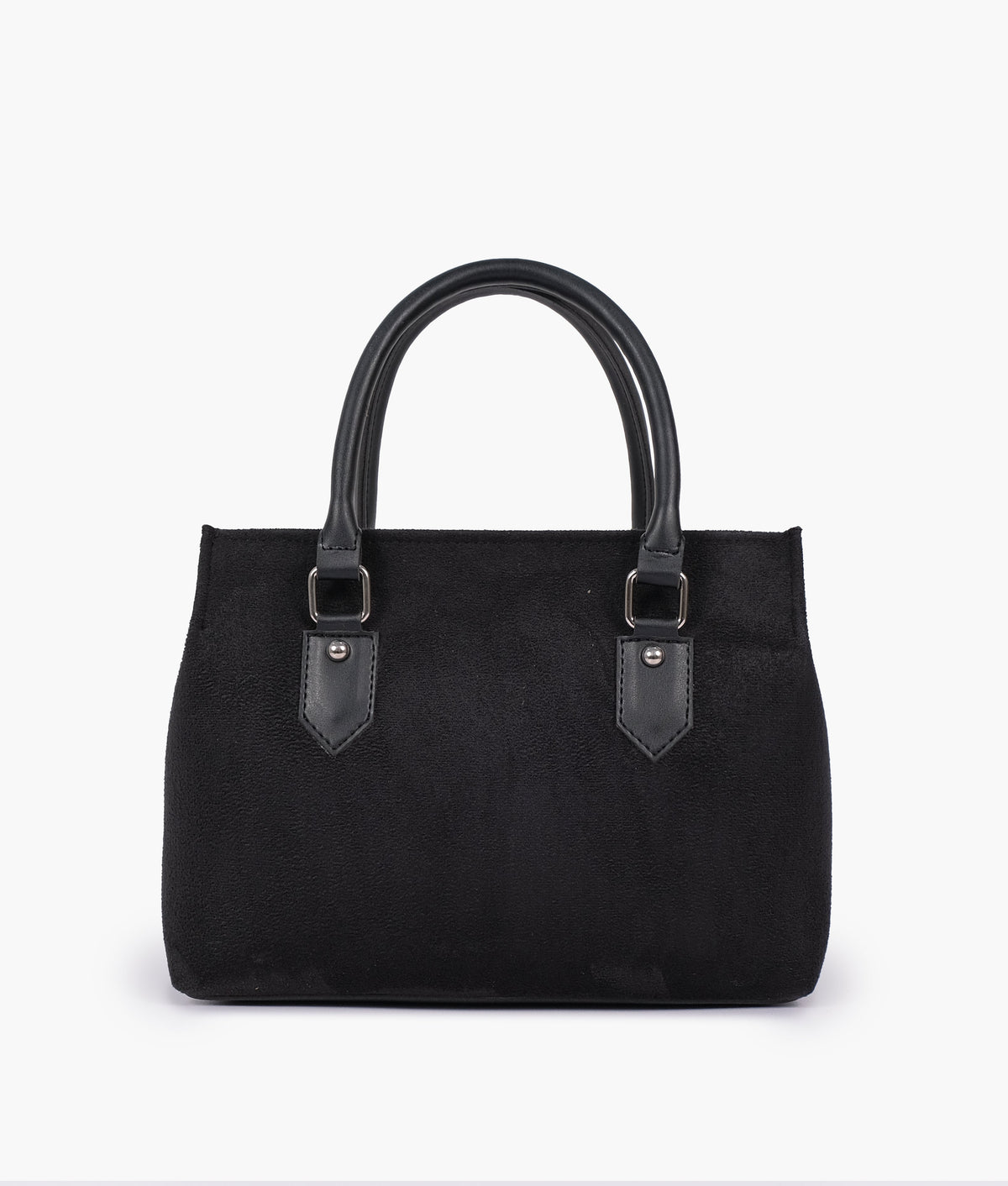 Black suede small satchel bag