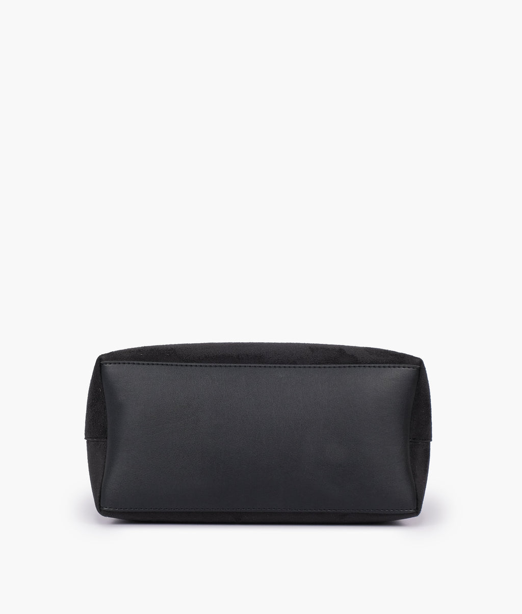 Black suede small satchel bag