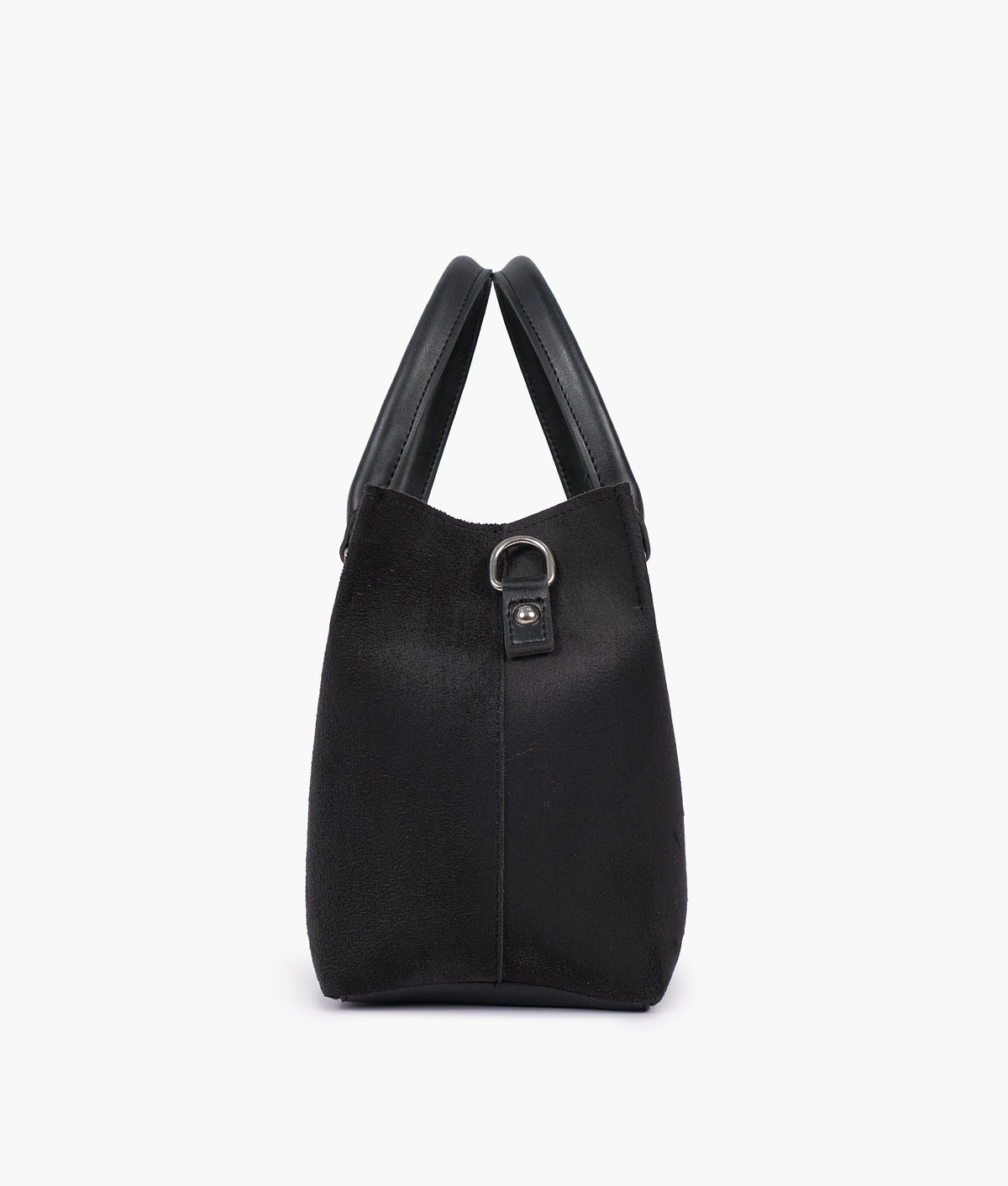 Black suede small satchel bag