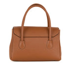 Tan Textured Flap Handbag with Turn-Lock