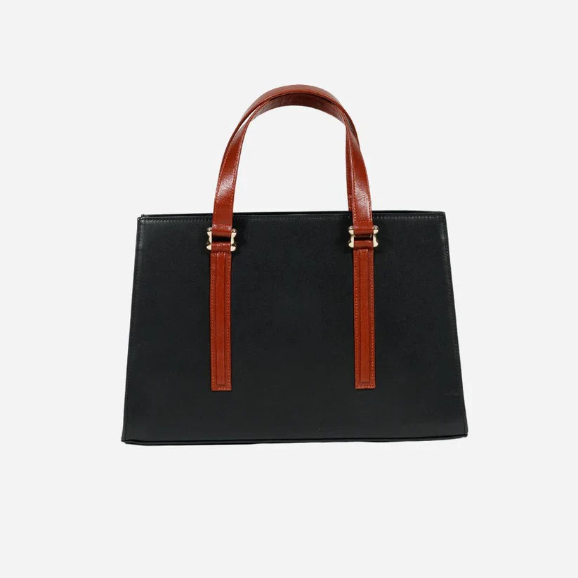 Dual-Tone Structured Office Tote Bag