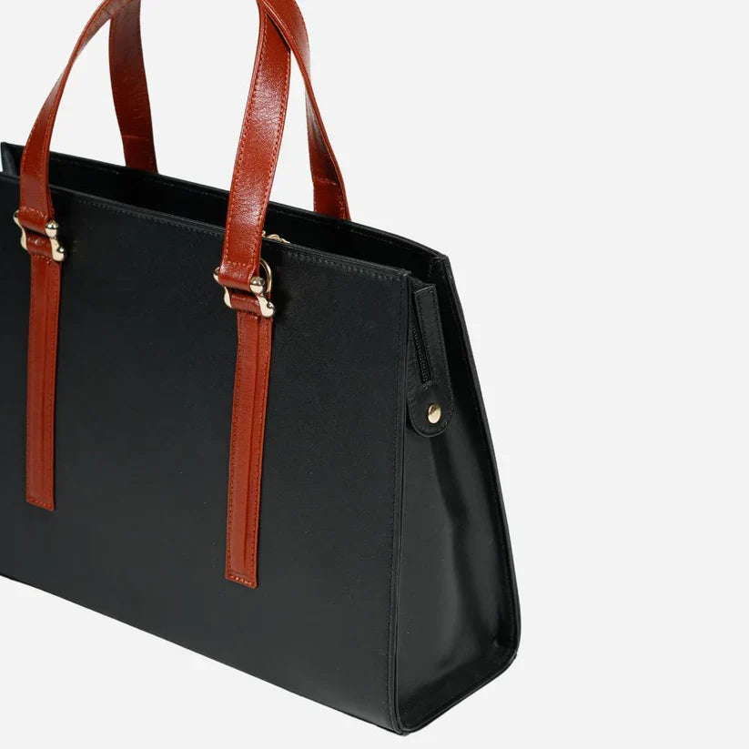 Dual-Tone Structured Office Tote Bag